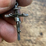 Rustic sterling silver finished with a black patina crucifix cross necklace Photo 4