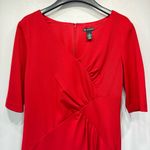 Red Dress by New Directions Half Sleeve Patchwork Pleated Front Form Fitting Size 10 Photo 3