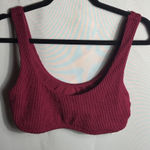 Hollister  Swim Burgundy Smocked Bikini Top Women’s Large Stretch Textured Scoop Photo 0