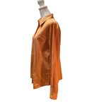 Ann Taylor 2 Tone Orange Striped Long Sleeve Button Down Women's Shirt Large Photo 1