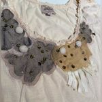 Deletta Anthropologie  Cream lagenlook Floral Patterned sleeveless‎ Top L Photo 5
