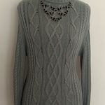 Elegant Cable Knit Turtleneck Sweater in Light Green 100% Cashmere Photo 0