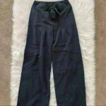 Tahari Black Modal Blend Wide Leg Dress Pant with Waist Front Tie Sz 2 Photo 2