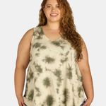 Terra & Sky Womens Tank Top Size OX 14W Longer Length Loose Fit Green Beige New Photo 3