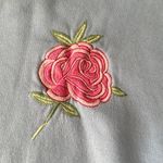 Carreau Sport M Blue Turtleneck Crewneck Sweatshirt Pink Rose Embroidery Medium Photo 1