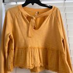Free People  Sweet Jane Yellow Cropped Pullover Top – Indie Romantic Boho small Photo 3