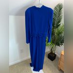Rene Ruiz Elegant Ruched Long Sleeve Cobalt Blue Gown women’s size 18‎ Photo 4