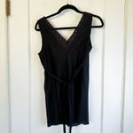 Lulumari ‎ | Vintage Y2K 100% Cotton Floral Embroidered Lace V Neck Tie Top Black Photo 1