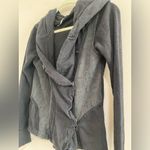 Free People Black Mixed Fabric Drapey Jacket Size Small Photo 3