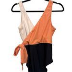 Cupshe Pink and White Color Block Wrap One-Piece Swimsuit – Size Medium Photo 0