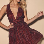 Lulus  Ailey Metallic Pink/Red/Magenta Prom Formal Skater Dress Size XS Photo 0