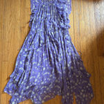 Ulla Johnson  Dress Womens 2 Purple Floral Silk Ruffle Tiered Hem Midi Boho Photo 0