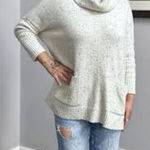 Loft  Cozy‎ Cream Flecked Cotton Turtleneck Sweater Size XS Petite Oversized Photo 0