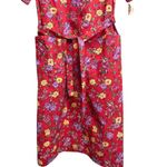 70s Vintage Carolina Maid Red Floral Button Up Dress Sz 14 Photo 5