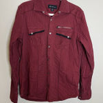 Woman's Y2K Button Long Sleeve Red Grunge Goth Whimsigoth Steampunk Ribbed 90s Photo 0