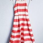 Anthropologie Paper Crown Orange And Cream Striped Gobi Midi Dress Photo 2