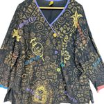 Staley Gretzinger VTG‎ Egyptian Print Art Jacket Black Gold Tencel S/M Size 00 Photo 3