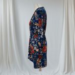 Forever 21  Navy Floral Faux Wrap Half Sleeve Dress Size L Photo 6