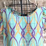 fab'rik  Blouse Small? Sheer Swing Back Flowy Abstract Artsy Festive Retr… Photo 1