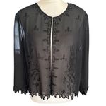 Karen Millen Karen Miller Sheer Beaded Jacket Shrug With Floral Design Scalloped Edges Sz 20 Photo 4