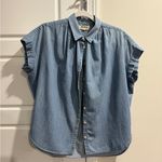 Madewell  Denim Sleeveless Small Button-Up Shirt Photo 4