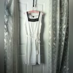 Talbots  Cotton White boho embroidered square neck Midi Dress Sundress SZ 14 Belt Photo 2