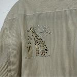 Vintage Hana Striped Giraffe Rhinestone Button Down Shirt Womens L Quirky Zoo Green Size L Photo 8