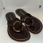 Bernardo  O-Ring Thong Sandals w Rhinestones Brown Leather Women’s 9 Photo 2