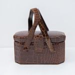 Surrey Original Vintage Genuine Patent Croc Leather Top Handle Purse Bag Tote Photo 0