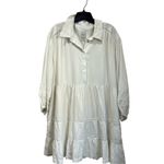 Anthropologie  Maeve White Linen Blend Tiered Mini Dress Boho Resort Coastal XL Photo 1