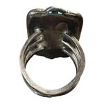 Vintage Southwestern Solid Silver Large Kingman Turquoise Totem Ring Size 5.5 Blue Photo 8