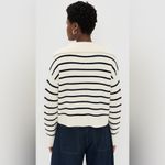 La Ligne Striped Fold Over Collar Sweater Sz XL Ivory Navy Ribbed White Photo 2
