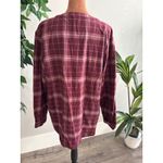 LL Bean Women Burgundy Plaid Tunic Shirt Long Sleeve V Neck Casual Size M Red Size M Photo 1