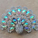 Silver Tone Crystal Peacock Novelty Statement Ring Photo 0