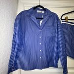 Caroline Constas New,  Stripe Print Shirt and Short Sleepwear Set Size M  Photo 1