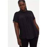 Torrid Georgette Lace Inset Blouse Black Chiffon Short Sleeve Top High Neck 2X Photo 1