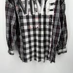 Desigual  Shirt Women's Size Medium 'Vive' Patchwork Plaid Long Sleeve Cotton B&W Photo 8