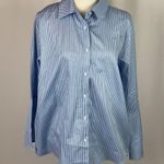 Milan Kiss blue stripe bell sleeve button up top Size L Photo 2
