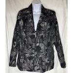 Tanjay Black & Silver Metallic Floral Textured Zip Photo 0