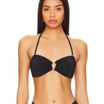 Riot Swim NWT Zoe Ring Embellished Bikini Top in Midnight Photo 0