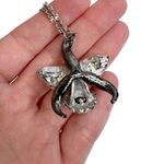 Nolan Miller Pavé Orchid Flower Pendant Chain Necklace Silver & Gray Photo 6