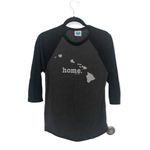 The Home T Hawaii Long Sleeve Baseball Tee Women’s Small | Black Gray Raglan Photo 1