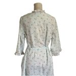 Vintage Miss Elaine Seersucker Robe Blue & Pink Floral Ruffles Wrap Style Sz M Size M Photo 3