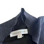 Rebecca Taylor  Black Pointelle Knit Lace Trim Mock Neck Sweater Dress Size M Photo 5