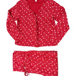 Victoria's Secret Vintage Red Floral Pajama Set Top Pants L Sleepwear Loungewear Photo 0