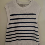 Loft  Navy and White Striped Knit Top Photo 0