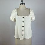 Madewell  Jacquard Square-Neck Puff-Sleeve Top in Antique Cream Photo 1