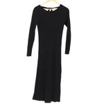Black Ribbed Knit Maxi Dress Tie Back Long Sleeve Size XS Photo 1