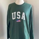 Forever 21 USA Long Sleeve T Shirt Womens Sz Large Green Novelty Photo 0