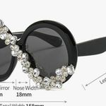 Oversized Round Rhinestone Sunglasses women’s black New sunglasses high quality . Photo 2